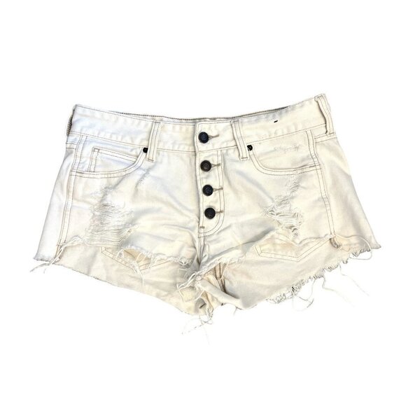 Abercrombie & Fitch Low Rise White Button Fly Jean Shorts - Picture 1 of 9